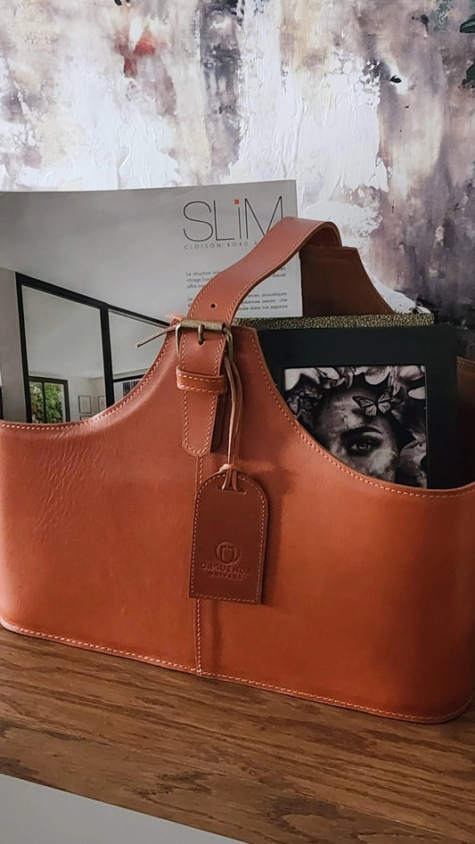 ELYSEE-Corbeille Sanglé en Cuir