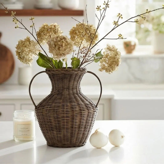 AZALA-Grand Vase en rotin naturel