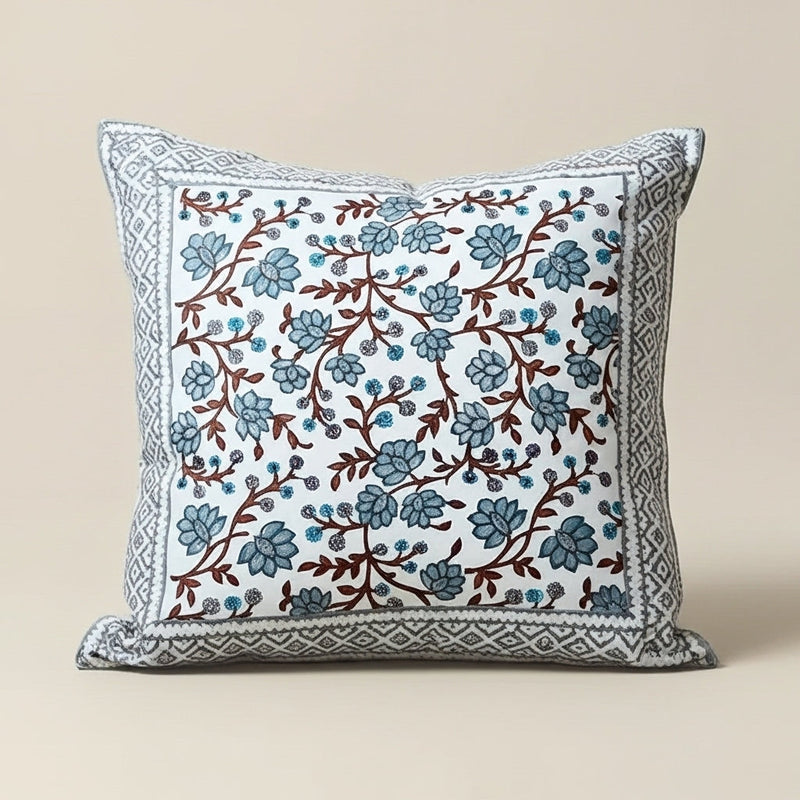 SANGANERI - Coussin cotton Block printed ORGUENDA UNIVERS