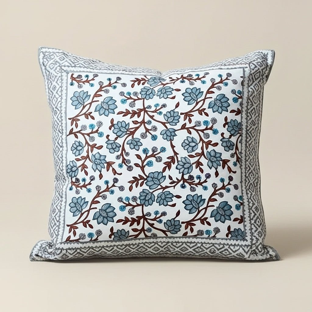SANGANERI - Coussin cotton Block printed