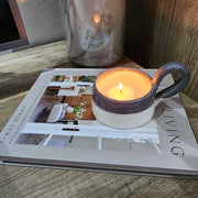 Porte bougie gris en céramique