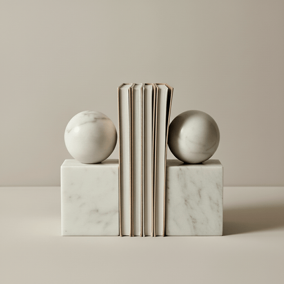 Serres-livre en marbre Blanc