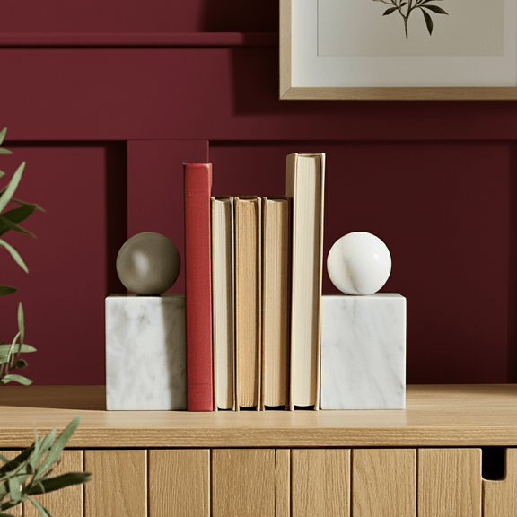 Serres-livre en marbre Blanc