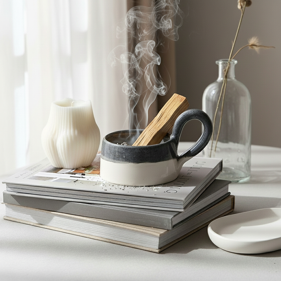 Porte bougie gris en céramique ORGUENDA UNIVERS