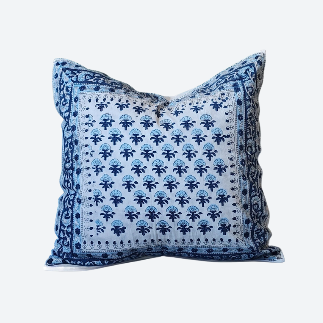 SANGANERI - Coussin 3 cotton Block printed ORGUENDA UNIVERS