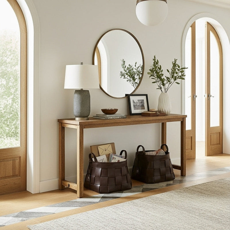 Panier décoratif de rangement AGORA en Cuir tressé ORGUENDA UNIVERS
