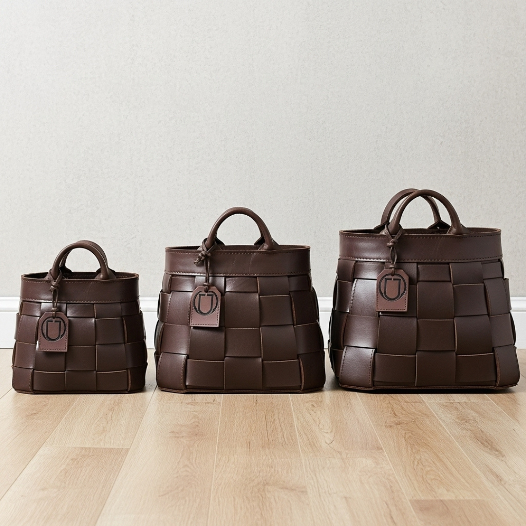 Panier décoratif de rangement AGORA en Cuir tressé ORGUENDA UNIVERS