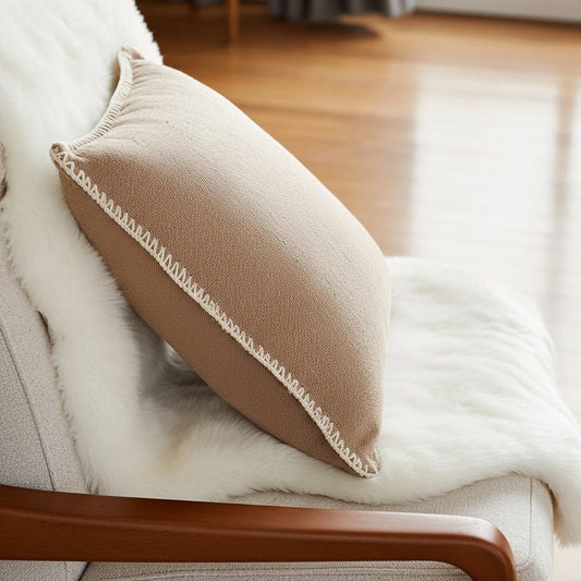 SOLID- Housse de coussin beige ORGUENDA UNIVERS