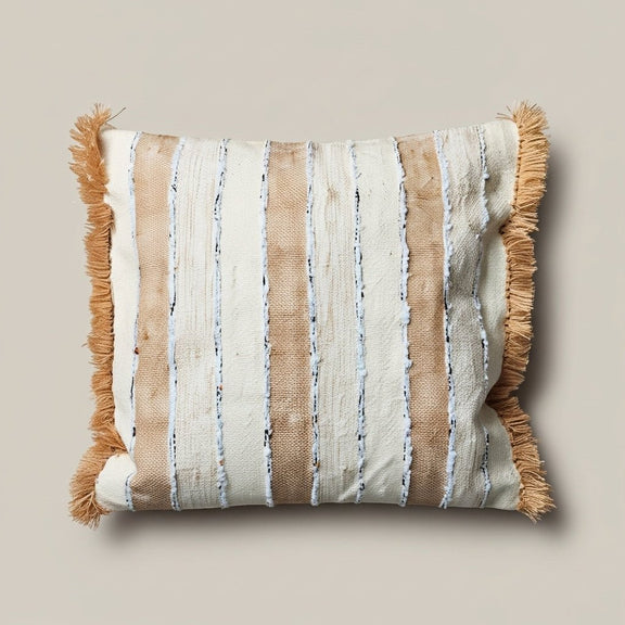 MATTEA- Housse de Coussin Tissée à Rayures