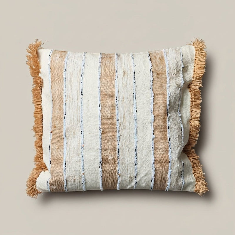 MATTEA- Housse de Coussin Tissée à Rayures