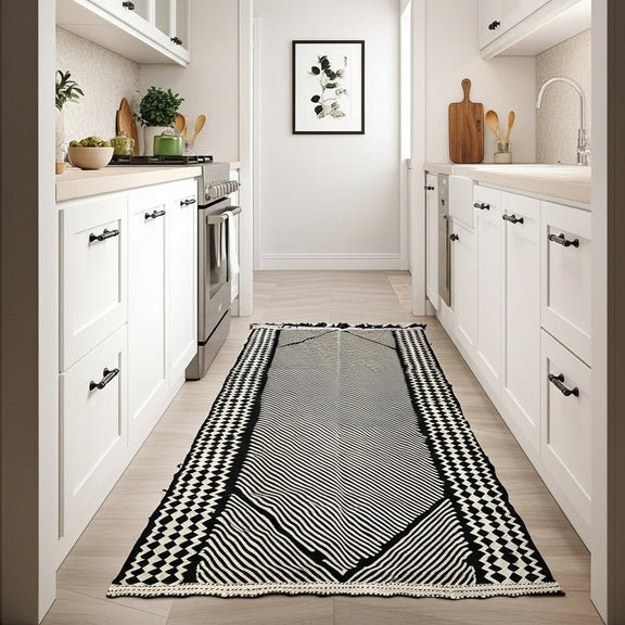 Tapis kelim noir et blanc