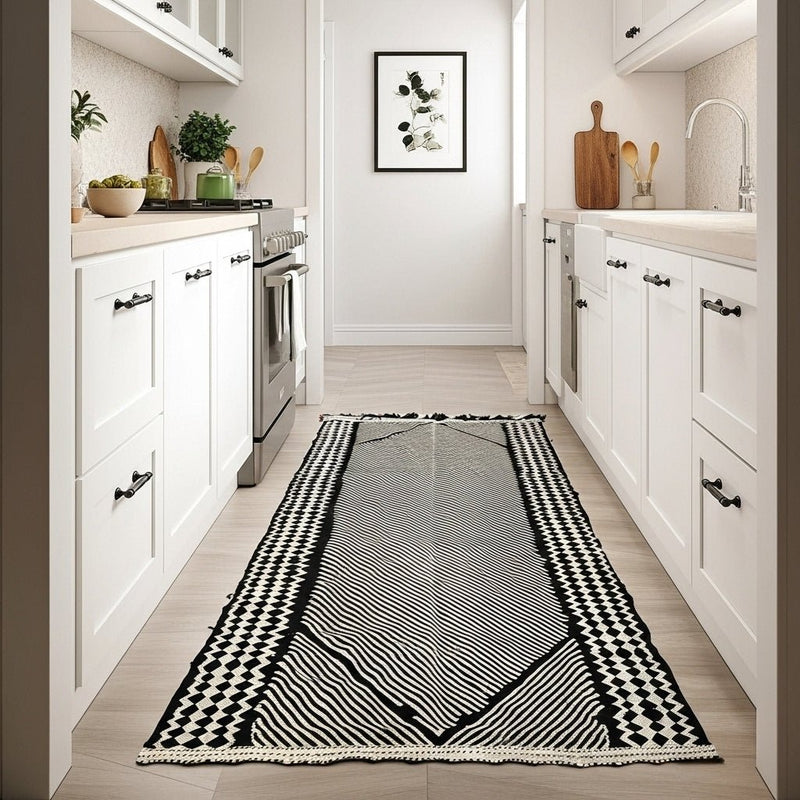 Tapis kelim noir et blanc