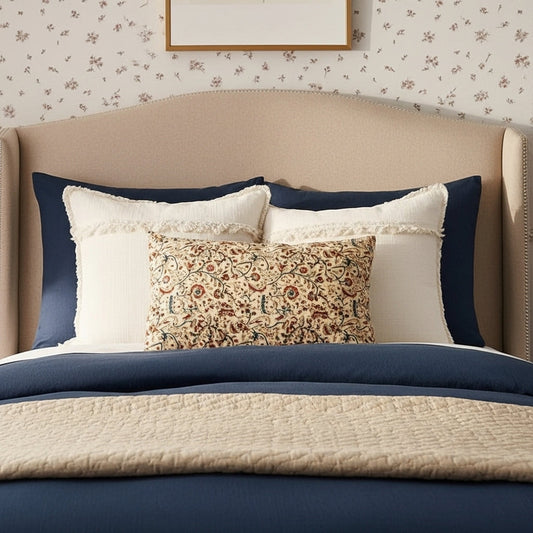 FLORENCIA- Housse de coussin floral Block Print ORGUENDA UNIVERS