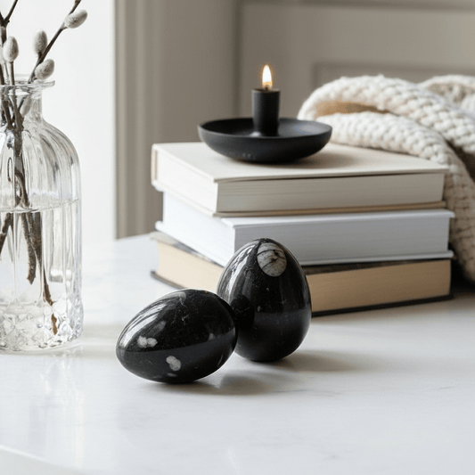 Oeuf en Marbre noir fossilisé