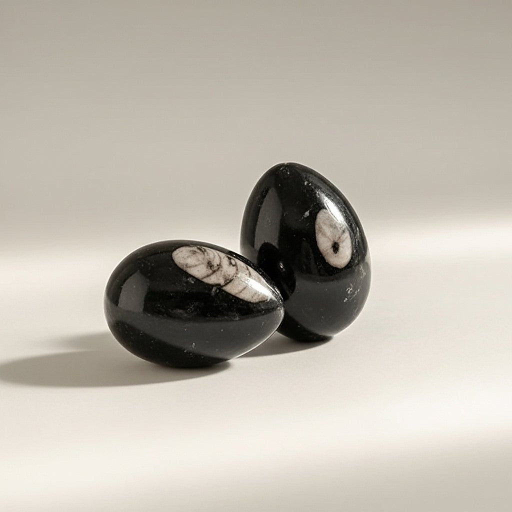 Oeuf en Marbre noir fossilisé
