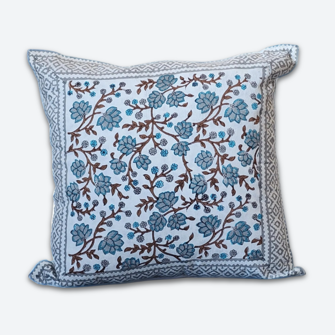 SANGANERI - Coussin cotton Block printed ORGUENDA UNIVERS