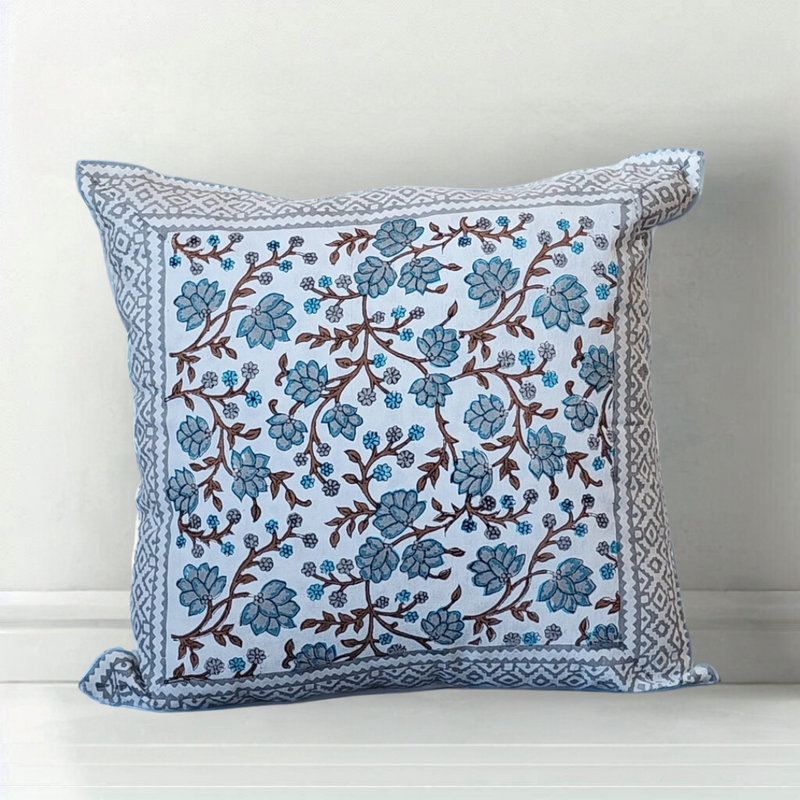 SANGANERI - Coussin cotton Block printed - ORGUENDA UNIVERS