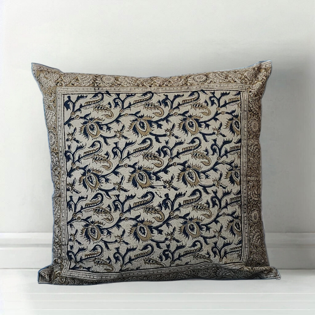 SANGANERI - Coussin 2 cotton Block printed - ORGUENDA UNIVERS