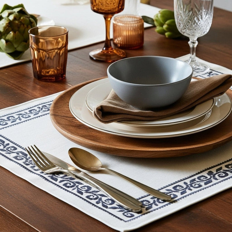 Set de table en cotton brodé